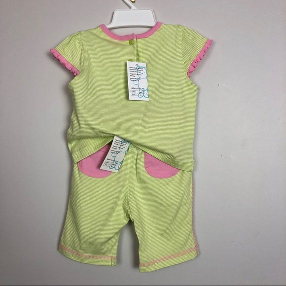 🍍12Mo NWT Agabang Green/White Striped Set w Pink - Picture 9 of 9